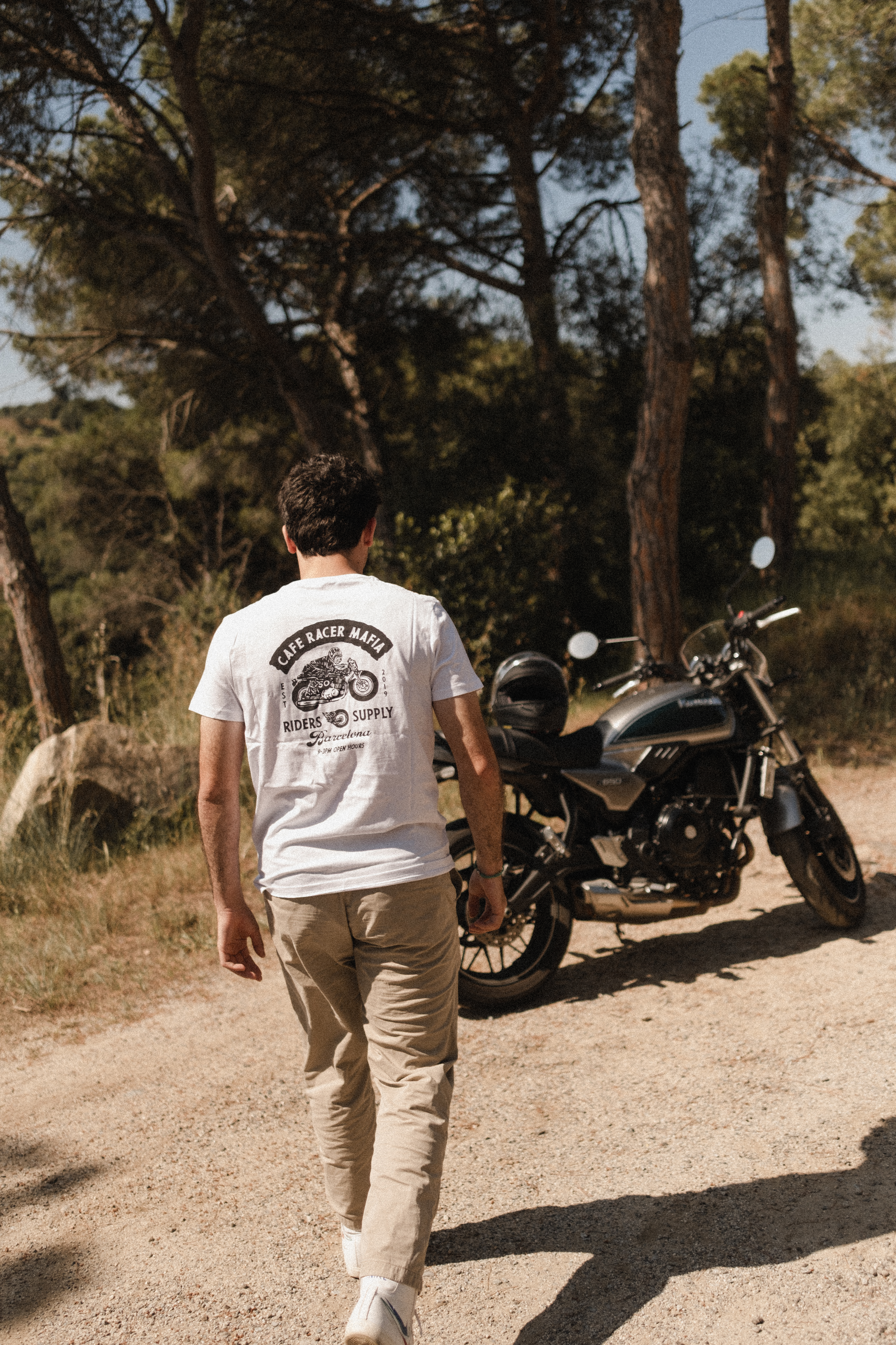 Cafe Racer Mafia Riders Supply tee near Barcelona